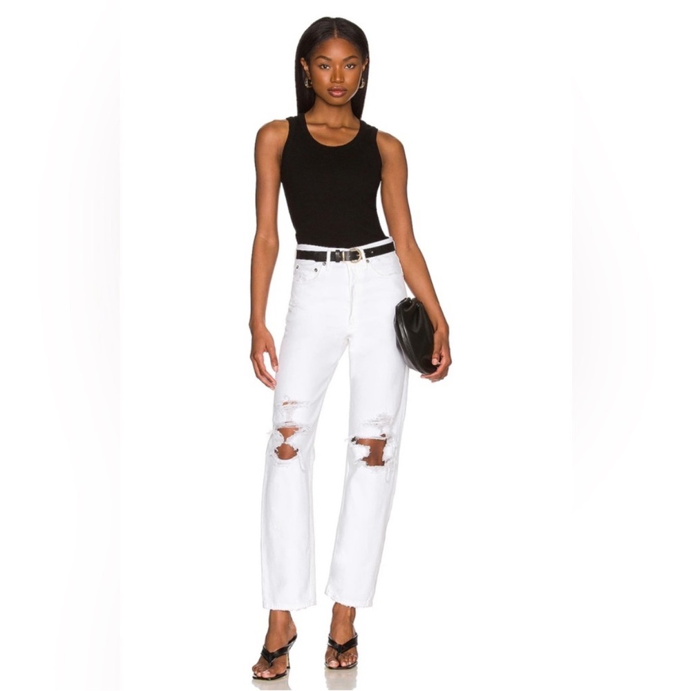 Agolde 90s Midrise Loose Fit White Distressed Jeans